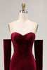 Load image into Gallery viewer, Dark Red Sweetheart A Line Velvet Long Holiday Party Dress