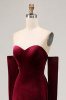 Load image into Gallery viewer, Dark Red Sweetheart A Line Velvet Long Holiday Party Dress