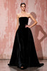 Load image into Gallery viewer, Simple Black Strapless Velvet A Line Long Evening Dress
