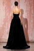 Load image into Gallery viewer, Simple Black Strapless Velvet A Line Long Evening Dress
