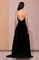 Load image into Gallery viewer, Simple Black Velvet Strapless Long Evening Dress