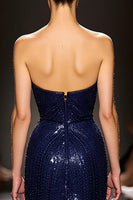 Load image into Gallery viewer, Sparkly Navy Sweetheart Sequin Mermaid Long Evening Dress