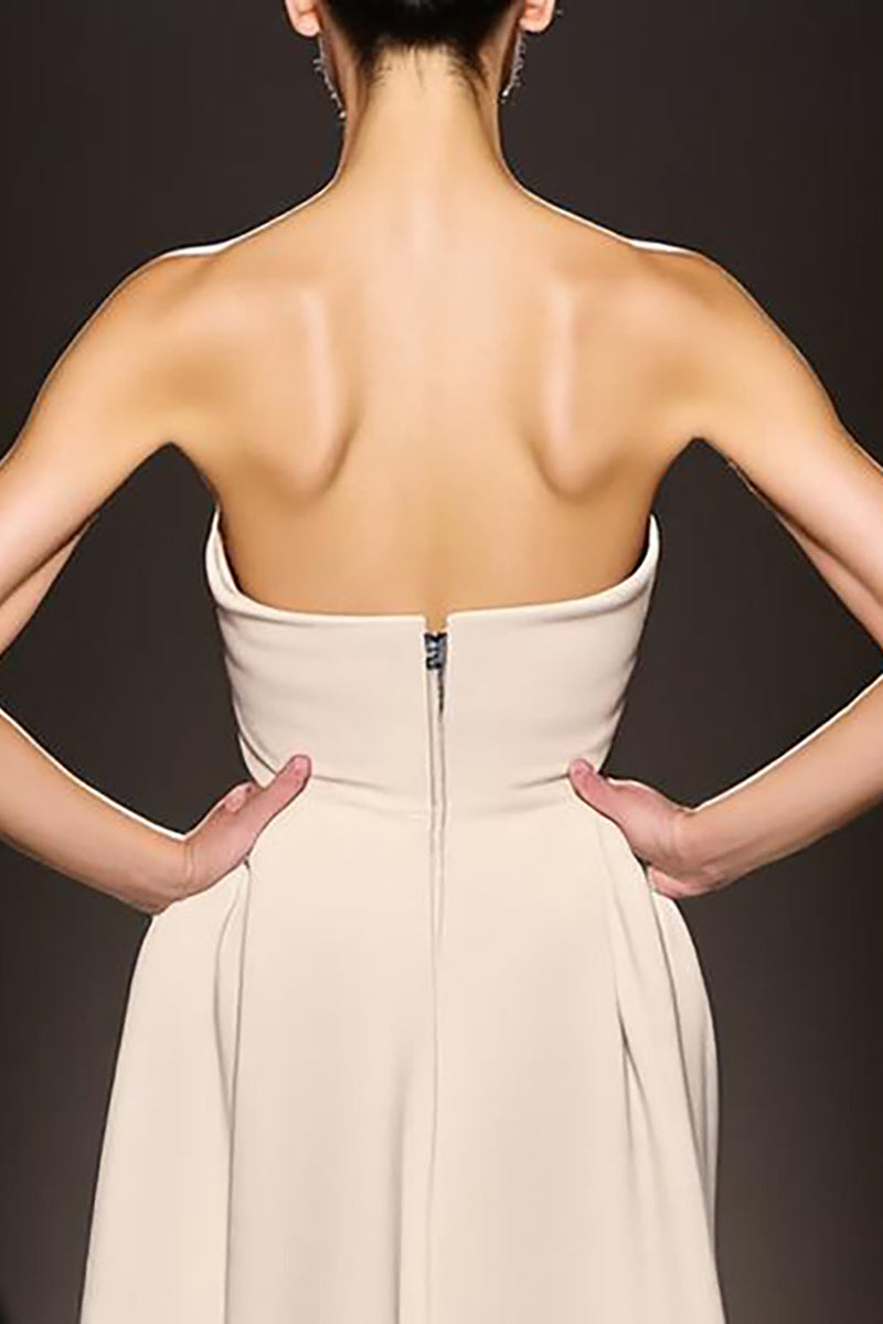 Load image into Gallery viewer, Simple Ivory Strapless Sheath Satin Backless Long Evening Dress