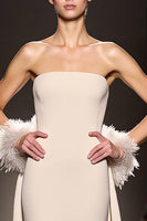 Load image into Gallery viewer, Simple Ivory Strapless Sheath Satin Backless Long Evening Dress