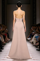 Load image into Gallery viewer, Simple Champagne Satin Strapless Sheath Long Evening Dress with Slit