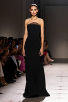 Load image into Gallery viewer, Simple Black Sheath Strapless Long Evening Dress