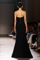 Load image into Gallery viewer, Simple Black Sheath Strapless Long Evening Dress