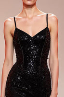 Load image into Gallery viewer, Sparkly Black Corset Mermaid Sequin Long Evening Dress