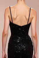 Load image into Gallery viewer, Sparkly Black Corset Mermaid Sequin Long Evening Dress