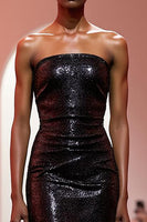 Load image into Gallery viewer, Sparkly Black Mermaid Strapless Sequins Long Evening Dress