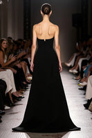 Load image into Gallery viewer, Simple Sheath Black Strapless Long Evening Dress