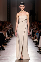 Load image into Gallery viewer, Simple Ivory Strapless Ruched Sheath Long Evening Dress with Slit