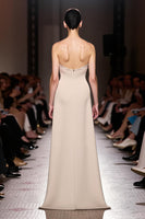 Load image into Gallery viewer, Simple Ivory Strapless Ruched Sheath Long Evening Dress with Slit
