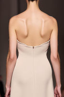 Load image into Gallery viewer, Simple Ivory Strapless Ruched Sheath Long Evening Dress with Slit
