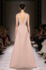 Load image into Gallery viewer, Champagne Satin Sheath Deep V-Neck Long Evening Dress with Slit