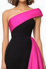 Load image into Gallery viewer, Black and White Satin Mermaid One Shoulder Long Evening Dress with Ruffles