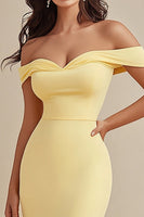 Load image into Gallery viewer, Black Satin Off the Shoulder Long Mermaid Evening Dress