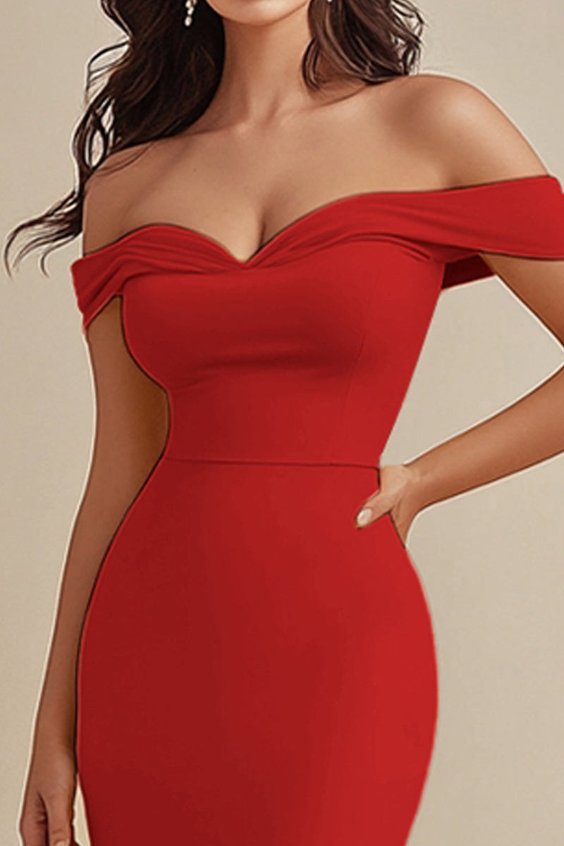 Load image into Gallery viewer, Black Satin Off the Shoulder Long Mermaid Evening Dress