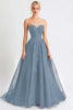 Load image into Gallery viewer, Black A Line Tulle Long Evening Dress with Lace