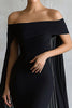 Load image into Gallery viewer, Black Mermaid Satin Off the Shoulder Long Evening Dress