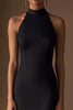 Load image into Gallery viewer, Black Sheath Satin Halter Long Evening Dress