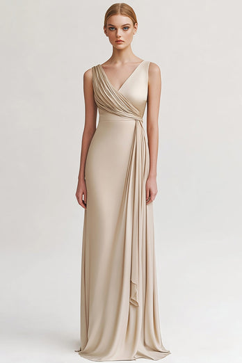 Black V Neck Sheath Long Evening Dress with Ruffles