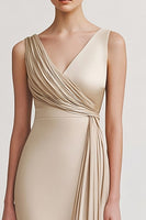 Load image into Gallery viewer, Black V Neck Sheath Long Evening Dress with Ruffles