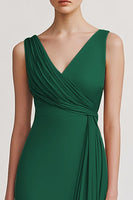 Load image into Gallery viewer, Black V Neck Sheath Long Evening Dress with Ruffles