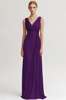 Load image into Gallery viewer, Black V Neck Sheath Long Evening Dress with Ruffles