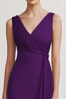 Load image into Gallery viewer, Black V Neck Sheath Long Evening Dress with Ruffles