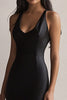 Load image into Gallery viewer, Black Satin Mermaid Long Evening Dress with Slit