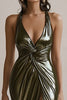 Load image into Gallery viewer, Olive Metallic Mermaid Long Evening Dress with Slit