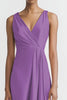 Load image into Gallery viewer, Black Satin A Line Ruched V Neck Long Evening Dress