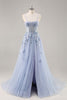 Load image into Gallery viewer, Sparkly Navy Corset Long Sweetheart Prom Dress with Appliques