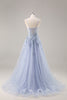 Load image into Gallery viewer, Sparkly Grey Pink A Line Long Corset Prom Dress with Appliques