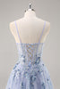 Load image into Gallery viewer, Sparkly Green Floral Corset Tulle Long Prom Dress with Appliques