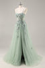 Load image into Gallery viewer, Sparkly Grey Pink A Line Long Corset Prom Dress with Appliques