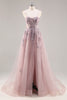 Load image into Gallery viewer, Sparkly Grey Blue Corset Tulle A Line Long Prom Dress with Appliques