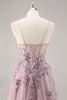 Load image into Gallery viewer, Sparkly Green Floral Corset Tulle Long Prom Dress with Appliques