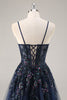 Load image into Gallery viewer, Sparkly Green Floral Corset Tulle Long Prom Dress with Appliques