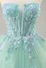 Load image into Gallery viewer, Sparkly Green Ball Gown Strapless Long Corset Prom Dress with Ruffles