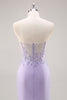 Load image into Gallery viewer, Sparkly Lilac Tulle Corset Strapless Long Prom Dress with Appliques