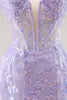Load image into Gallery viewer, Sparkly Lilac Tulle Corset Strapless Long Prom Dress with Appliques