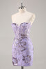 Load image into Gallery viewer, Sparkly Short Purple Corset Sequin Floral Homecoming Dress with Lace