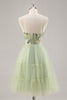 Load image into Gallery viewer, Short Green Floral Corset Tulle Homecoming Dress with Appliques