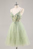 Load image into Gallery viewer, Short Green Floral Corset Tulle Homecoming Dress with Appliques