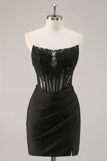Pink Bodycon Corset Short Homecoming Dress with Lace