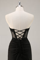 Load image into Gallery viewer, Black Corset Bodycon Satin Short Homecoming Dress with Lace