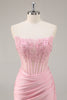 Load image into Gallery viewer, Pink Bodycon Corset Short Homecoming Dress with Lace