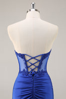 Load image into Gallery viewer, Royal Blue Corset Satin Short Homecoming Dress with Lace